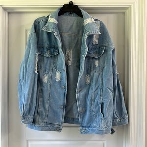 Distressed jean jacket